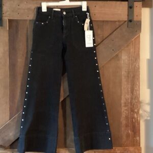 Anthropologie Pilcro Black Wide-Leg Studded Jeans